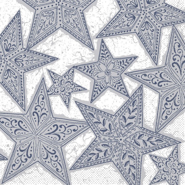 Serviette Gitte in Silber-Blau aus Tissue 33 x 33 cm, 100 Stück