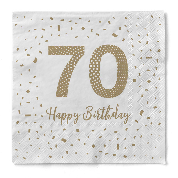 Serviette &quot;Happy Birthday - 70&quot; aus Tissue 33 x 33 cm, 100 Stück