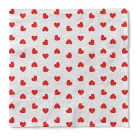 Serviette Love in Rot-Weiss aus Tissue 33 x 33 cm, 3-lagig, 20 Stück Serviette Love in Rot-Weiss aus Tissue 33 x 33 cm, 3-lagig, 20 Stück