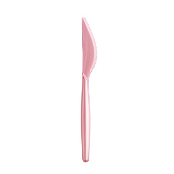 Einweg-Messer aus Plastik (PS), Perlmutt-Rosa, 185mm, 20 Stück