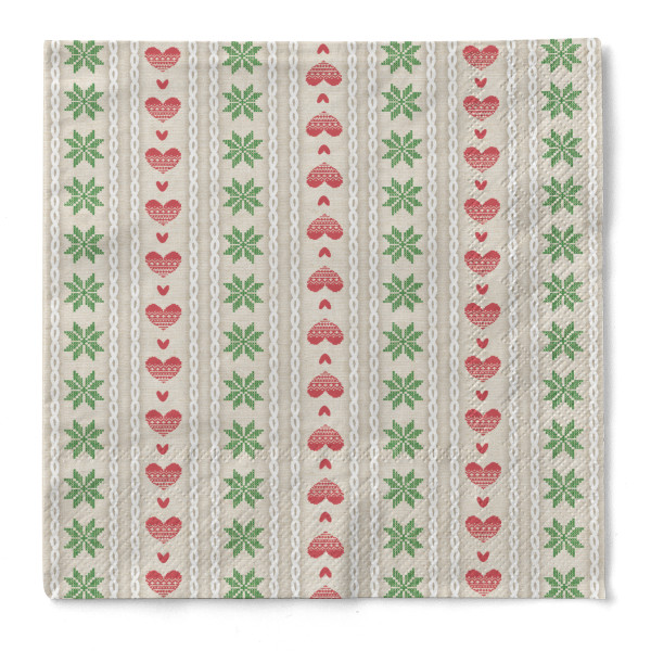 Weihnachtsserviette Trixi in Rot-Grün aus Tissue 33 x 33 cm, 20 Stück