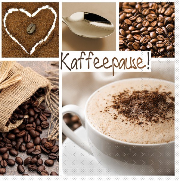 Serviette Kaffeepause aus Tissue 33x33cm, 20 Stück