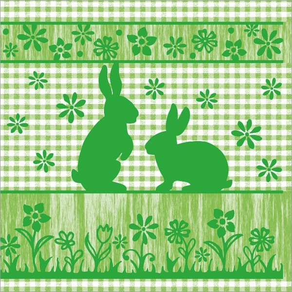 Serviette Joni-Rabbits in grün aus Tissue 33 x 33 cm, 100 Stück