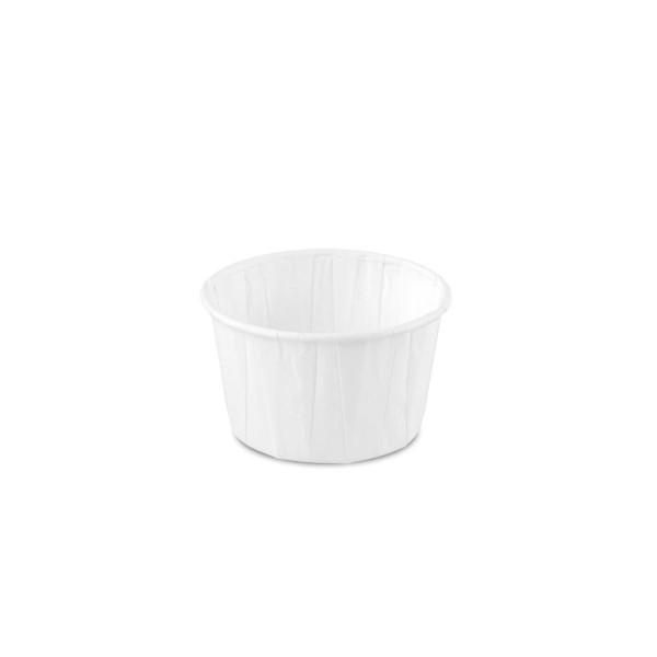 Soufflé Schälchen rund in Weiß aus Papier (FSC®), Ø 70 x h 43mm (120ml), 100 Stück