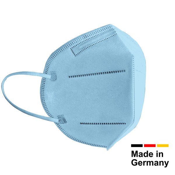 FFP2 Masken farbig, CE2841 - hergestellt in Deutschland - Einzel Verpackt-10 Stk/Box, Babyblau