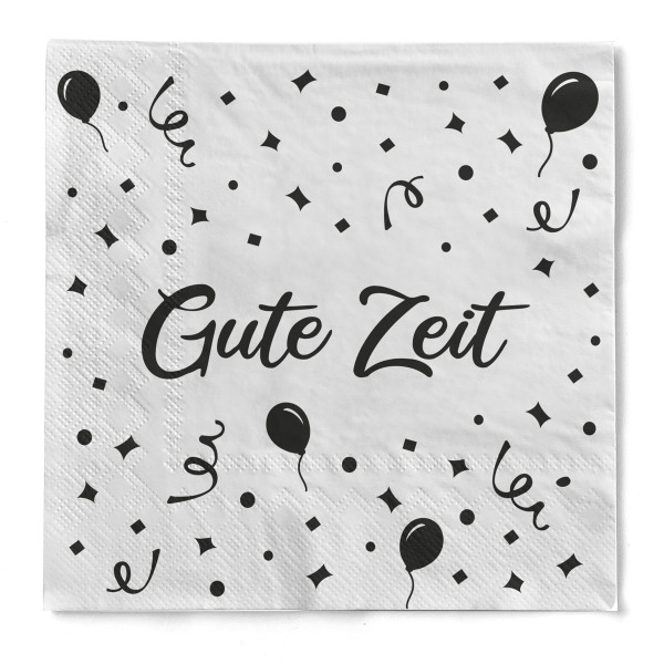 Serviette "Gute Zeit" aus Tissue 33 x 33 cm, 3-lagig, 1/4 Falz, 20 Stück