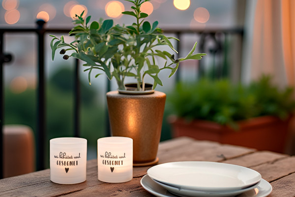 Windlicht Banderole für Kerzengläser Design sei behütet und gesegnet - 12 Stück