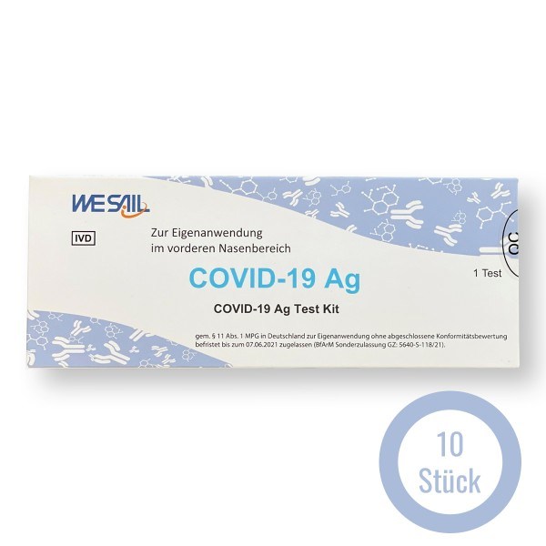10er Set WESAIL COVID-19 Antigen Schnelltest - Kit/ Nasenabstrich/ Laientest - einzeln verpackt