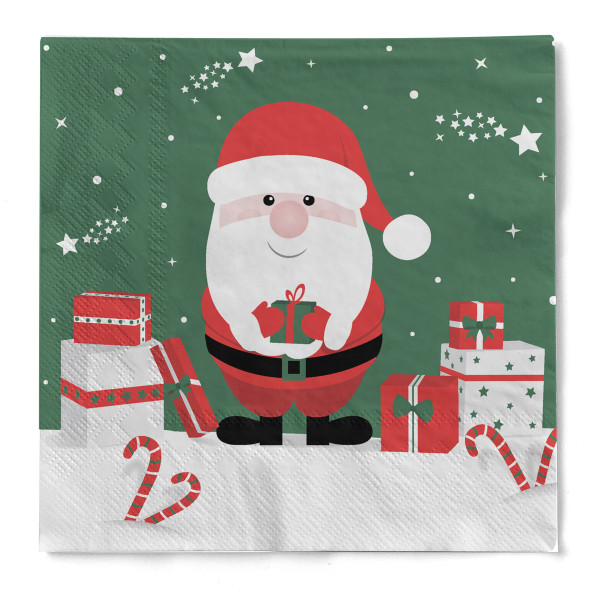 Serviette &quot;Funny Santa&quot; aus Tissue 3-lagig, 33 x 33 cm, 20 Stück