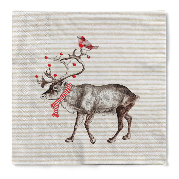 Weihnachtsserviette Knut aus Tissue 3-lagig, 33 x 33 cm, 1/4 Falz, 100 Stück