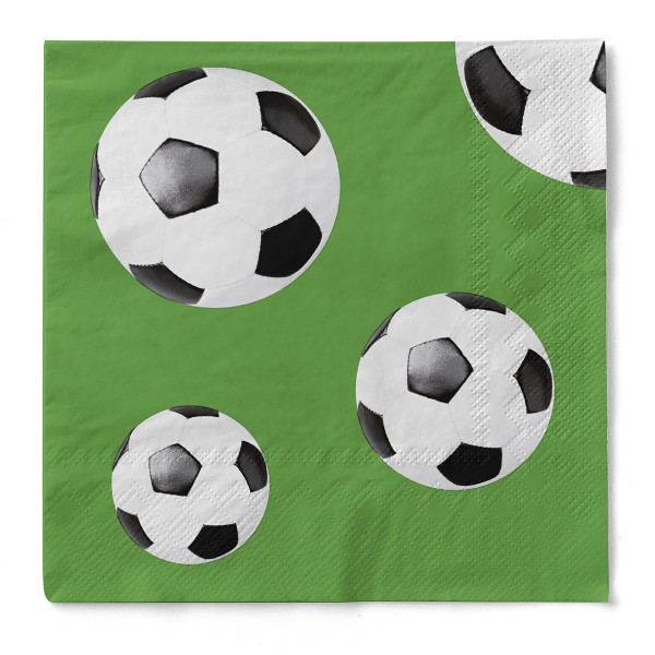 Serviette Fussball in Grün aus Tissue 33 x 33 cm, 20 Stück