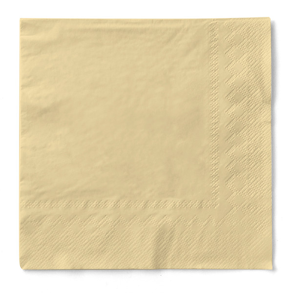 Cocktail-Servietten Creme aus Tissue 25 x 25 cm, 100 Stück