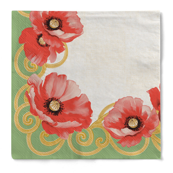 Serviette Talvi (Mohnblume) aus Tissue 3-lagig, 40 x 40 cm, 1/4 Falz, 100 Stück