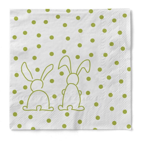 Serviette Rabbits in Kiwi aus Tissue 33 x 33 cm, 20 Stück