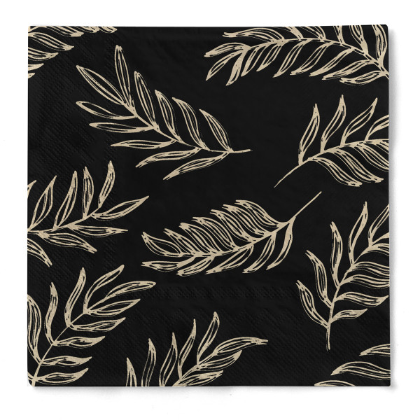 Serviette &quot;Foliage&quot; in Schwarz aus Tissue 33 x 33 cm, 20 Stück