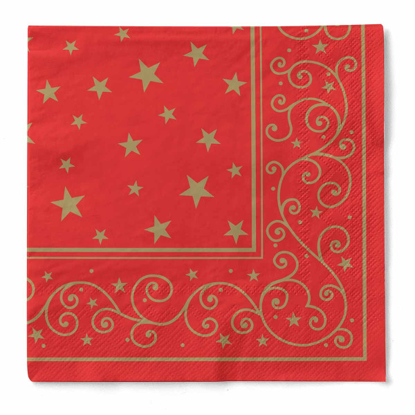 Weihnachtsserviette Liam in Rot aus Tissue 33 x 33 cm, 100 Stück