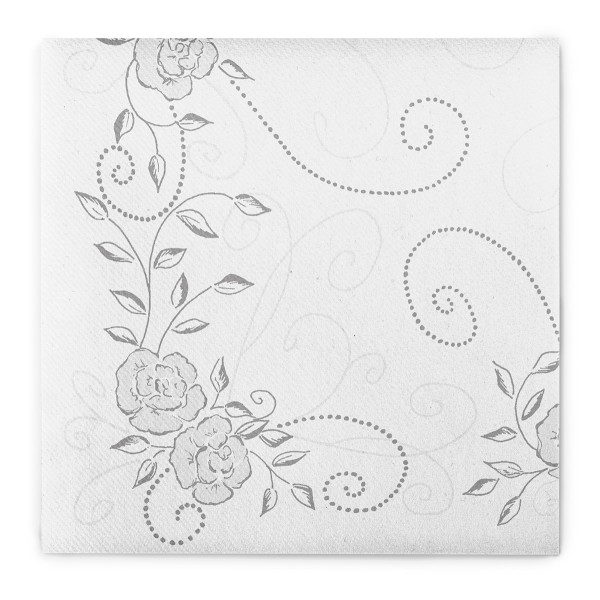 Airlaid Serviette Hochzeit in Silber-Grau, 40 x 40 cm, 50 Stück