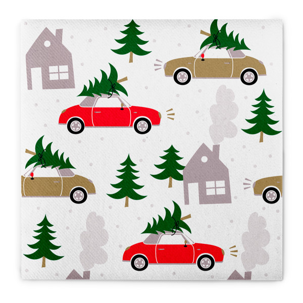 Serviette Cars &amp; Trees aus Linclass® Airlaid 40 x 40 cm, 12 Stück