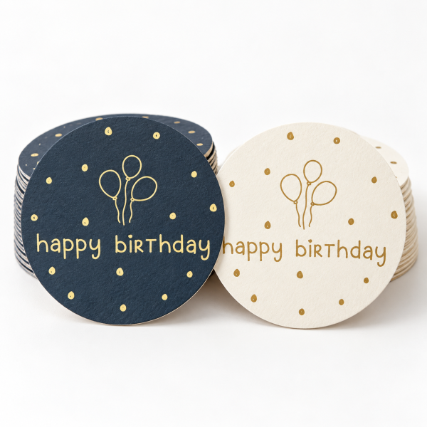 Bierdeckel "Happy Birthday Schwarz/Weiß", Ø 10,7 cm, 100 Stück