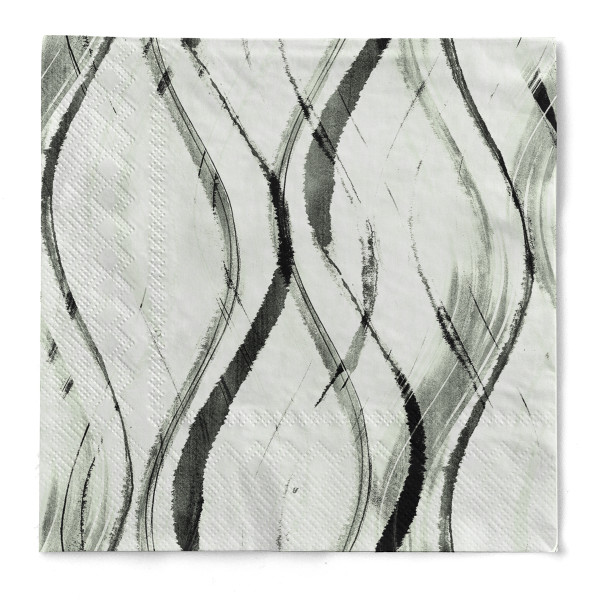 Serviette Albi in Salbei-Schwarz aus Tissue 3-lagig, 33 x 33 cm, 1/4 Falz, 100 Stück