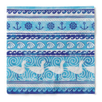 Serviette Seaside in Blau-Weiss aus Tissue 33 x 33 cm, 3-lagig, 20 Stück Serviette Seaside in Blau-Weiss aus Tissue 33 x 33 cm, 3-lagig, 20 Stück