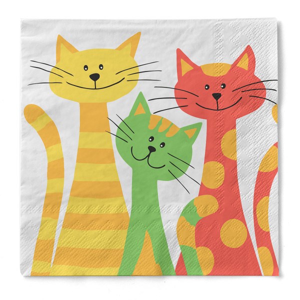 Serviette Cats aus Tissue 33 x 33 cm, 20 Stück