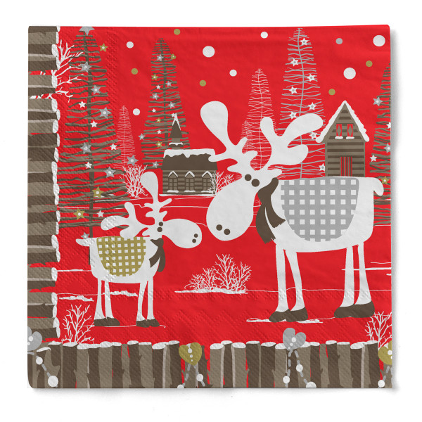 Weihnachtsserviette &quot;Charlie&quot; aus Tissue 3-lagig, 33 x 33 cm, 20 Stück