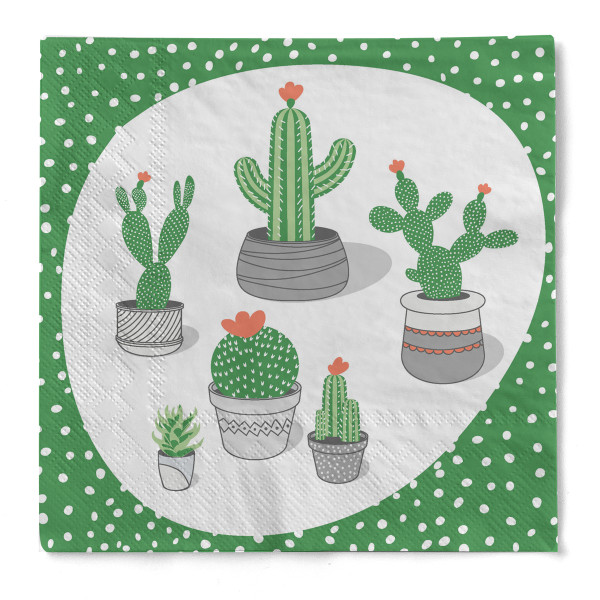 Serviette &quot;Cactus&quot; aus Tissue 33 x 33 cm, 20 Stück