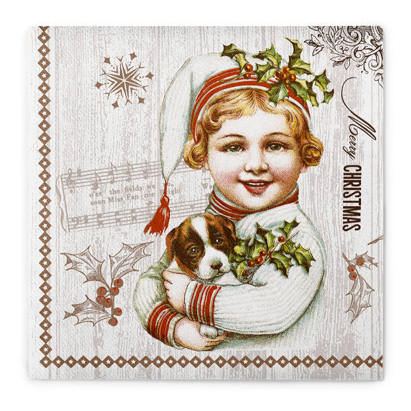 Weihnachtsserviette Puppy aus Linclass® Airlaid 40 x 40 cm,12 Stück