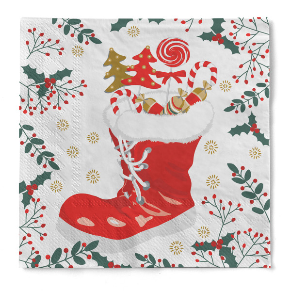 Weihnachtsserviette &quot;Christmas Sweets&quot; aus Tissue 3-lagig, 33 x 33 cm, 20 Stück