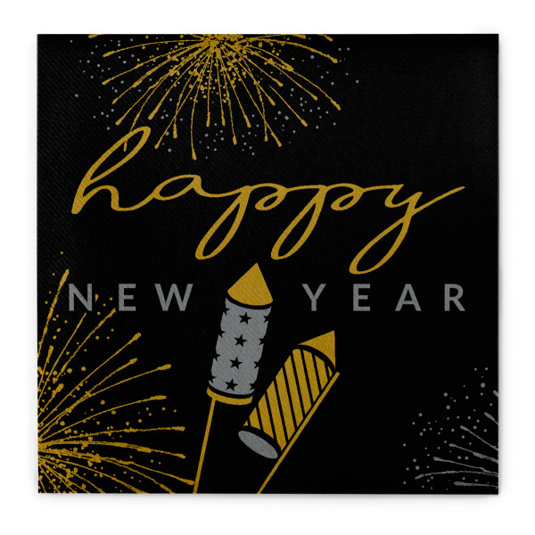 Silvester Serviette Rocky aus Linclass® Airlaid, 40 x 40 cm, 1/4 Falz, 50 Stück