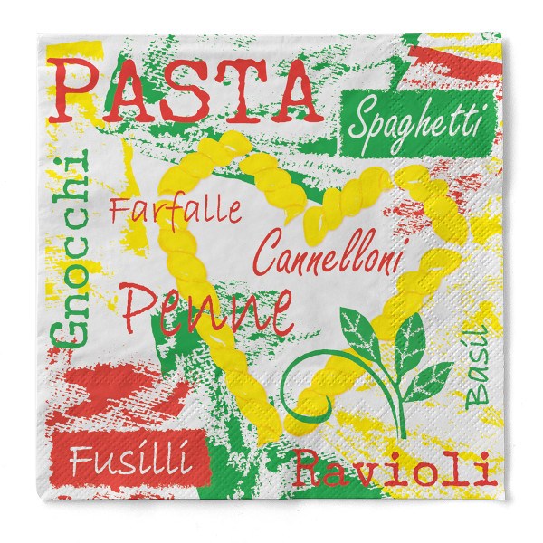 Serviette Pasta aus Tissue 33 x 33 cm, 20 Stück