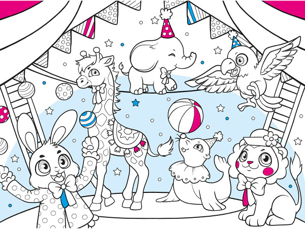 Papier Tischset Zirkus zum ausmalen, 40 x 30 cm, 100 Stück