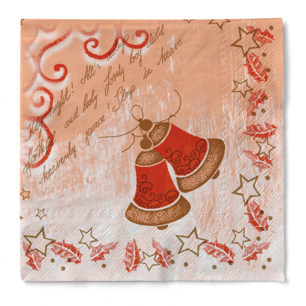 Weihnachtsserviette Harmony in Aprikot aus Tissue 40 x 40 cm, 100 Stück