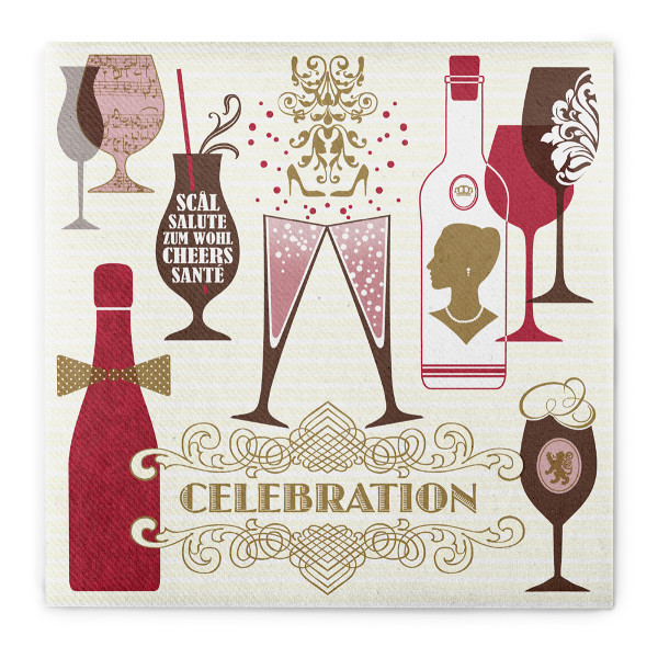 Serviette Celebration in Champagner-Bordeaux aus Linclass® Airlaid 40 x 40 cm, 50 Stück