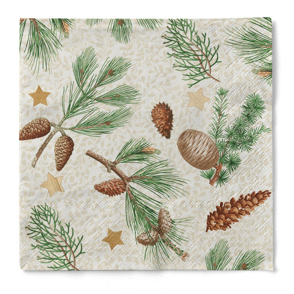 Serviette Pinea aus Tissue 3-lagig, 40 x 40 cm, 1/4 Falz, 100 Stück