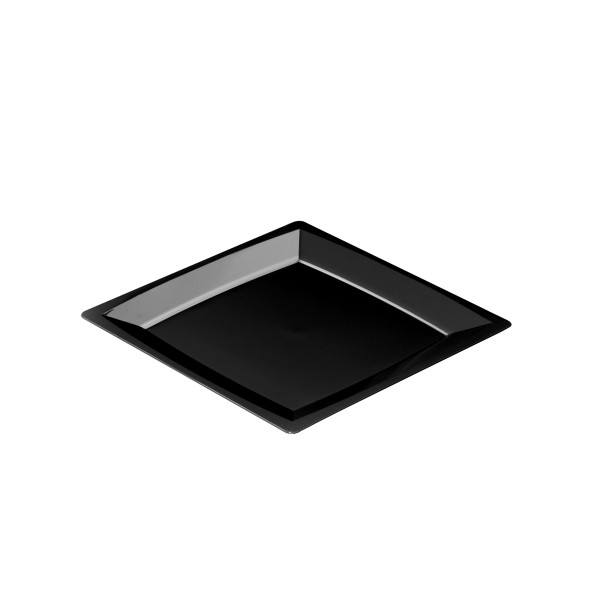 Einweg-Teller MILAN in S aus Plastik, 13,6 x 13,6 cm, Schwarz, 24 Stück
