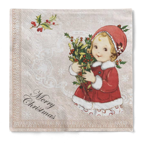 Weihnachtsserviette Wiebke aus Tissue 3-lagig, 40 x 40 cm, 1/4 Falz, 100 Stück