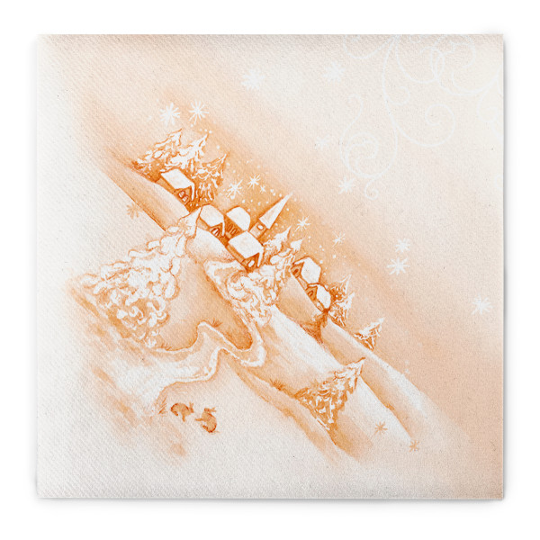 Weihnachtsserviette Silence in Aprikot aus Linclass® Airlaid, 40 x 40 cm, 1/4 Falz, 50 Stück