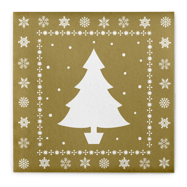 Weihnachtsserviette White Tree in Gold aus Linclass® Airlaid 40 x 40 cm, 12 Stück