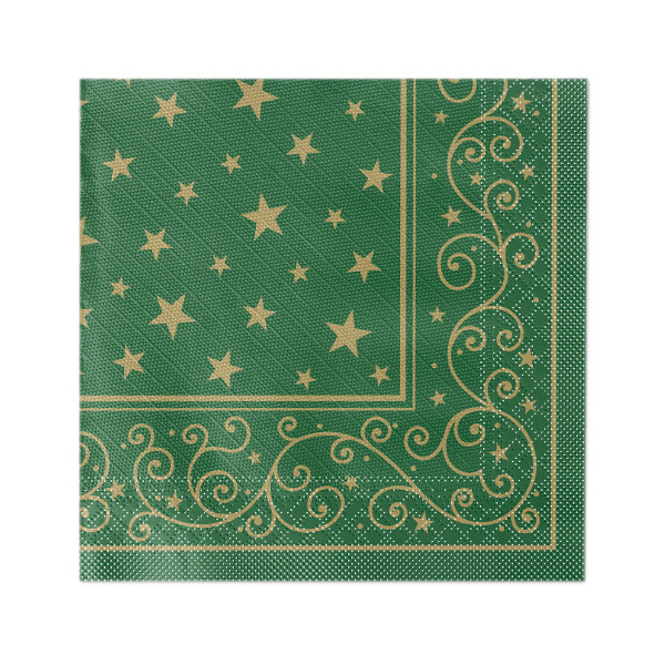 Weihnachtsserviette Liam in Grün aus Tissue Deluxe®, 4-lagig, 40 x 40 cm, 50 Stück