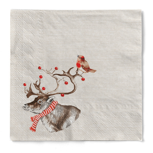 Weihnachtsserviette Knut aus Tissue 3-lagig, 40 x 40 cm, 1/4 Falz, 100 Stück