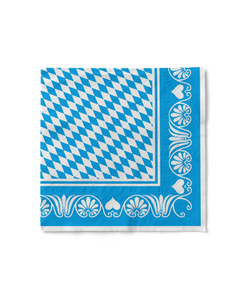 Serviette Bavaria in Blau aus Tissue 33 x 33 cm, 3-lagig, 100 Stück