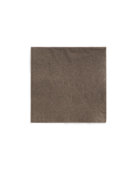 Cocktail-Servietten Braun aus Tissue 24 x 24 cm, 3-lagig, 150 Stück