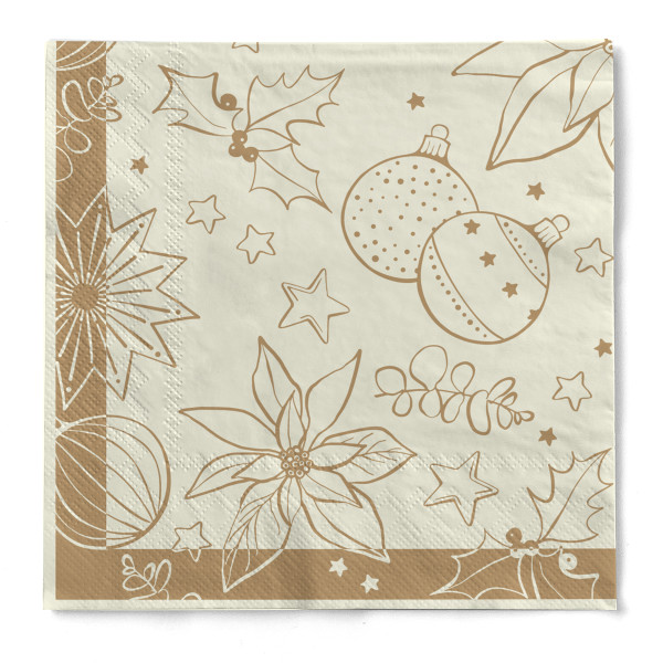 Serviette Milan in Champagner-Gold aus Tissue 3-lagig, 33 x 33 cm, 1/4 Falz, 100 Stück