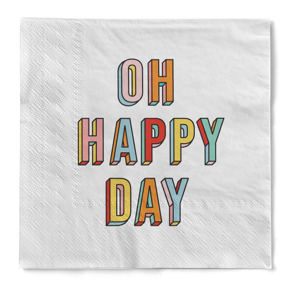 Serviette &quot;Happy Day&quot; aus Tissue 33 x 33 cm, 20 Stück