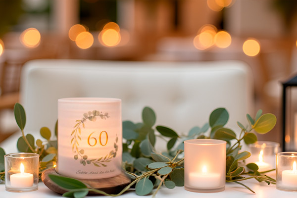 Windlicht Banderole für Kerzengläser Design Schön, dass du da bist 60 - 12 Stück