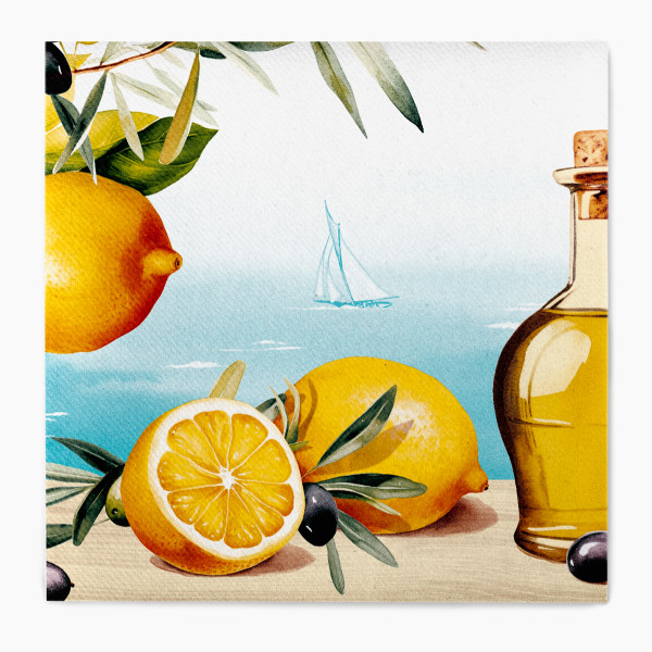 Serviette Olives &amp; Lemons aus Linclass® Airlaid, 40 x 40 cm, 1/4 Falz, 50 Stück