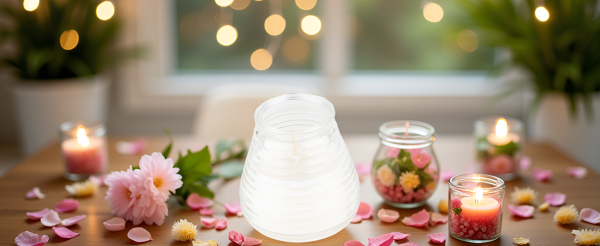 Glaswindlicht Flairlight, Frosted/milchig, 6 Notfallkerzen Brenndauer ca. 60-70 Std. je Kerze