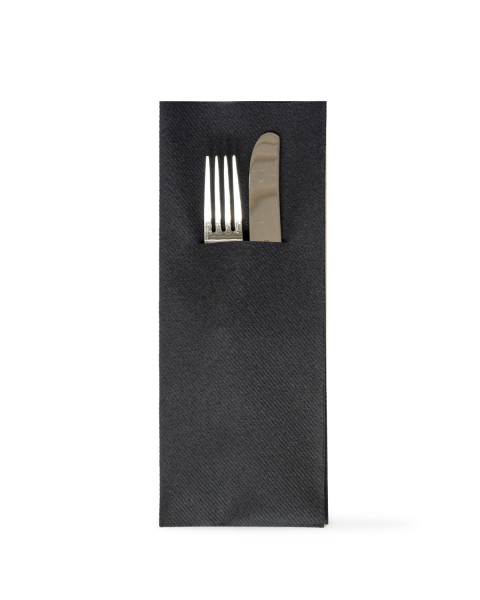 XL Besteckserviette in Schwarz aus Linclass® Airlaid 48 x 40 cm, 1/8 Falz, 75 Stück